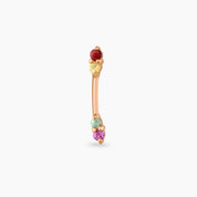 Stick Multicolor Safir Taşlı Rose Altın Piercing