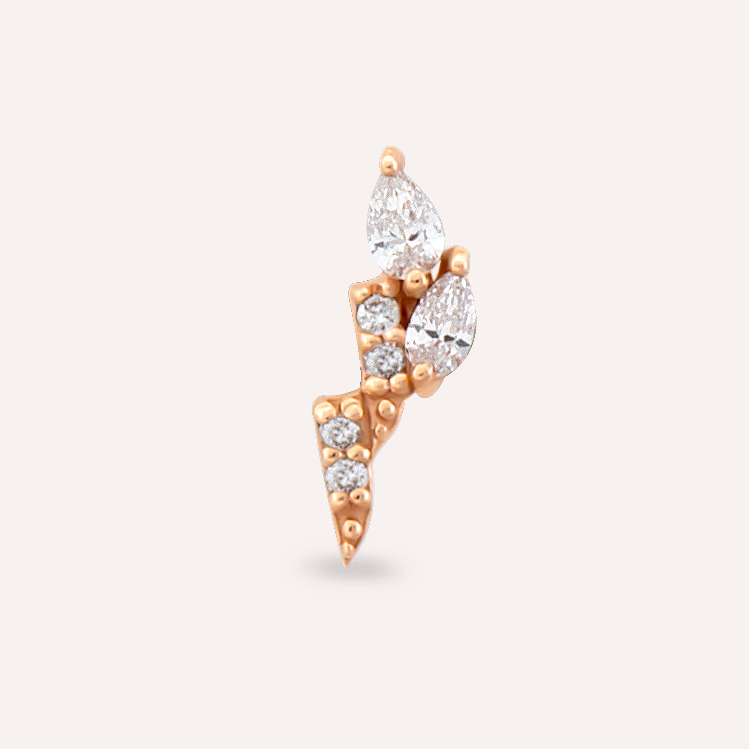 Storm Damla Kesim Pırlanta Taşlı Rose Altın Piercing