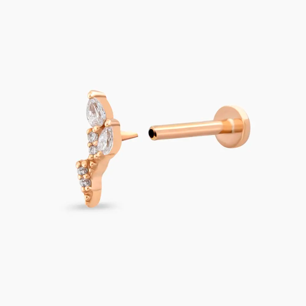 Storm Damla Kesim Pırlanta Taşlı Rose Altın Piercing
