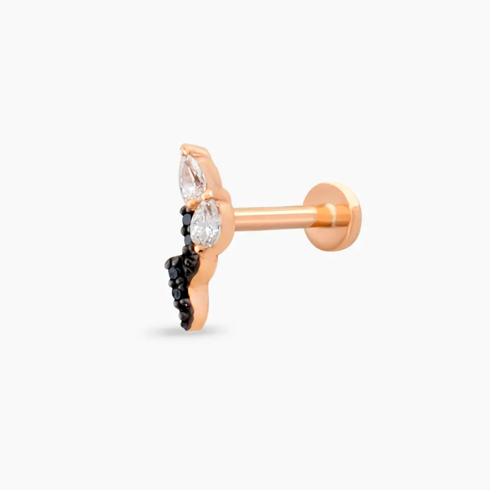 Storm Siyah Pırlanta Taşlı Rose Altın Piercing