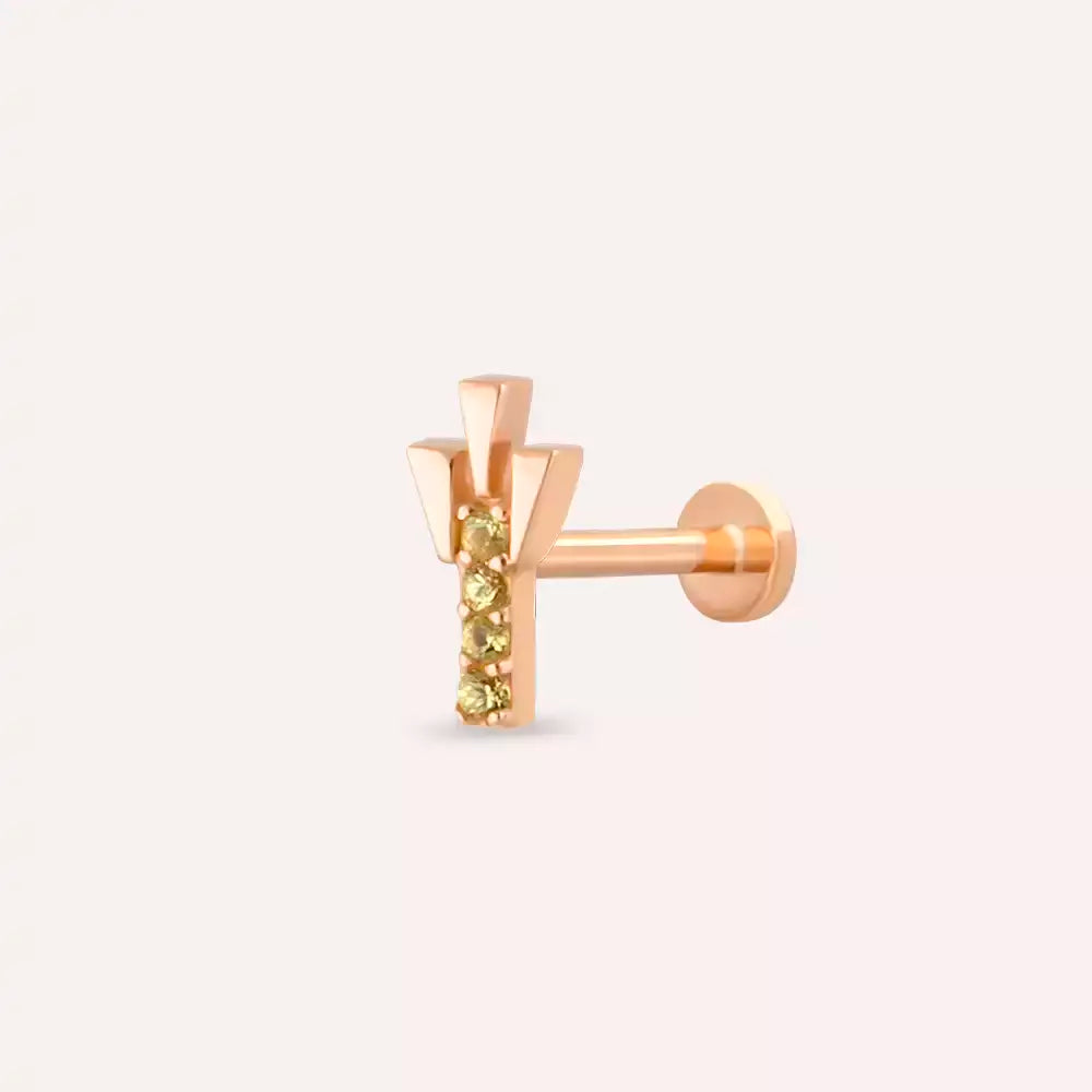 Stub Yellow Safir Rose Altın Piercing
