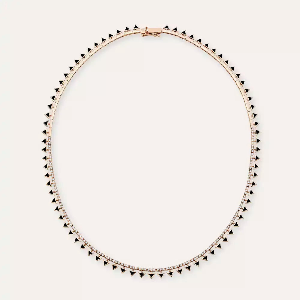 Sun Pırlanta Taşlı ve Siyah Mineli Gerdanlık