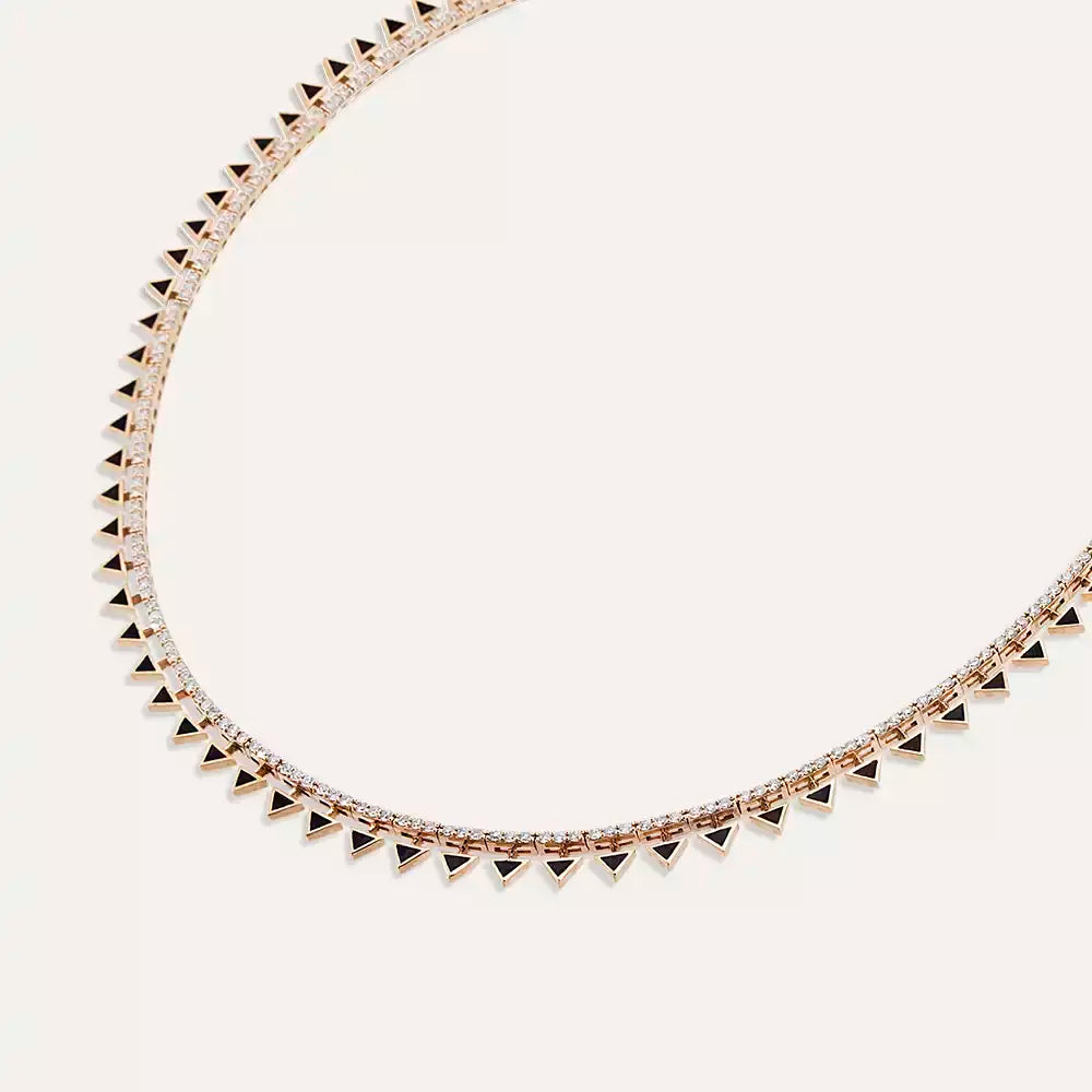 Sun Pırlanta Taşlı ve Siyah Mineli Gerdanlık