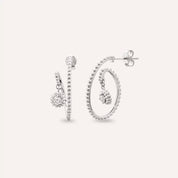 Sunflower Pırlanta Taşlı Beyaz Altın Küpe