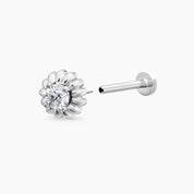 Sunflower Pırlanta Taşlı Beyaz Altın Piercing