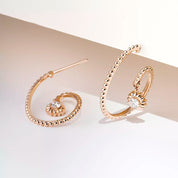 Soleil Pırlanta Taşlı Rose Altın Küpe