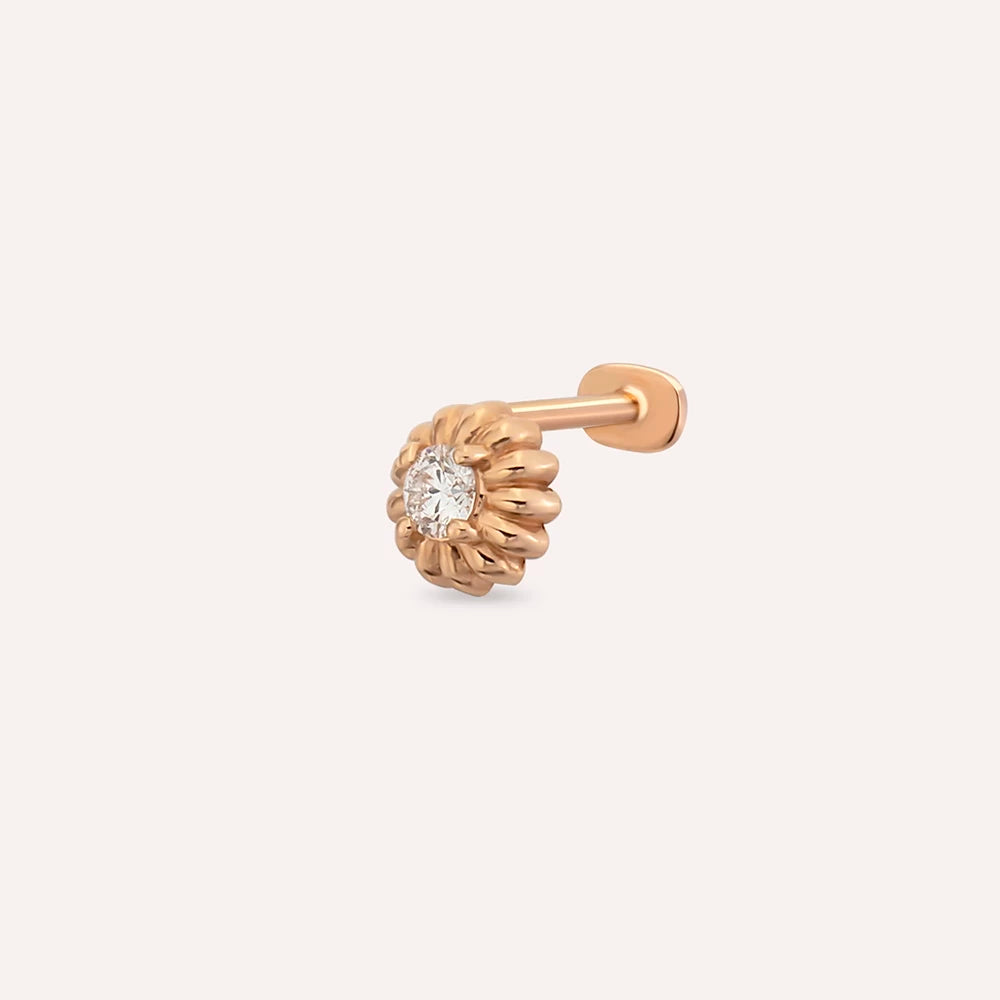 Sunflower Pırlanta Taşlı Rose Altın Piercing