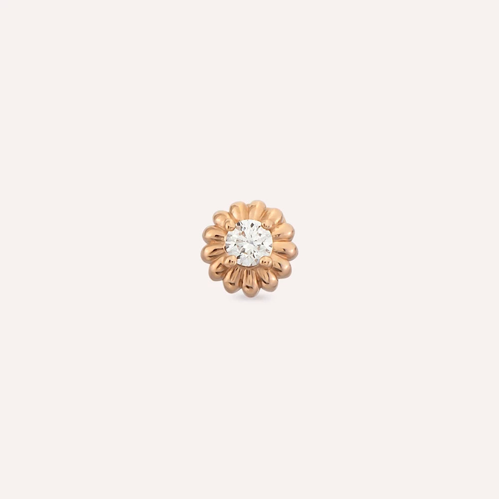 Sunflower Pırlanta Taşlı Rose Altın Piercing