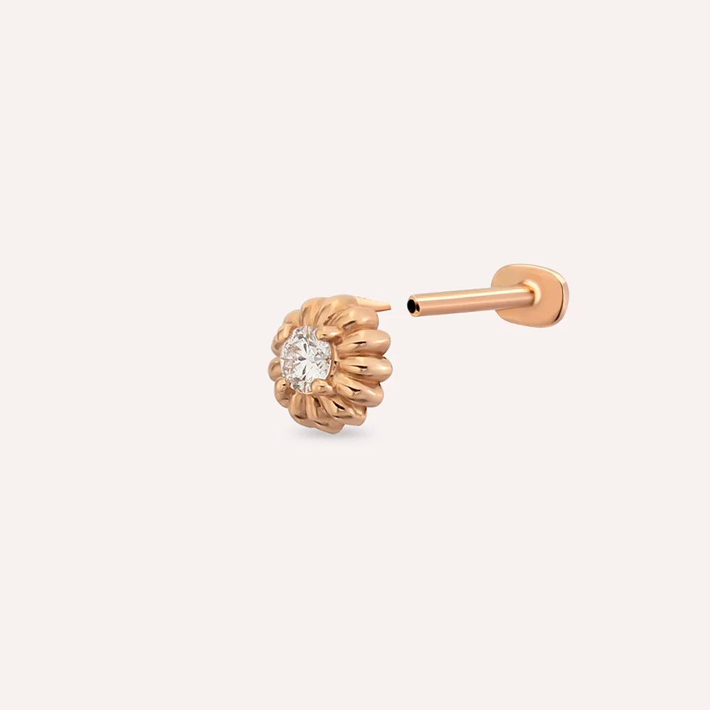 Sunflower Pırlanta Taşlı Rose Altın Piercing