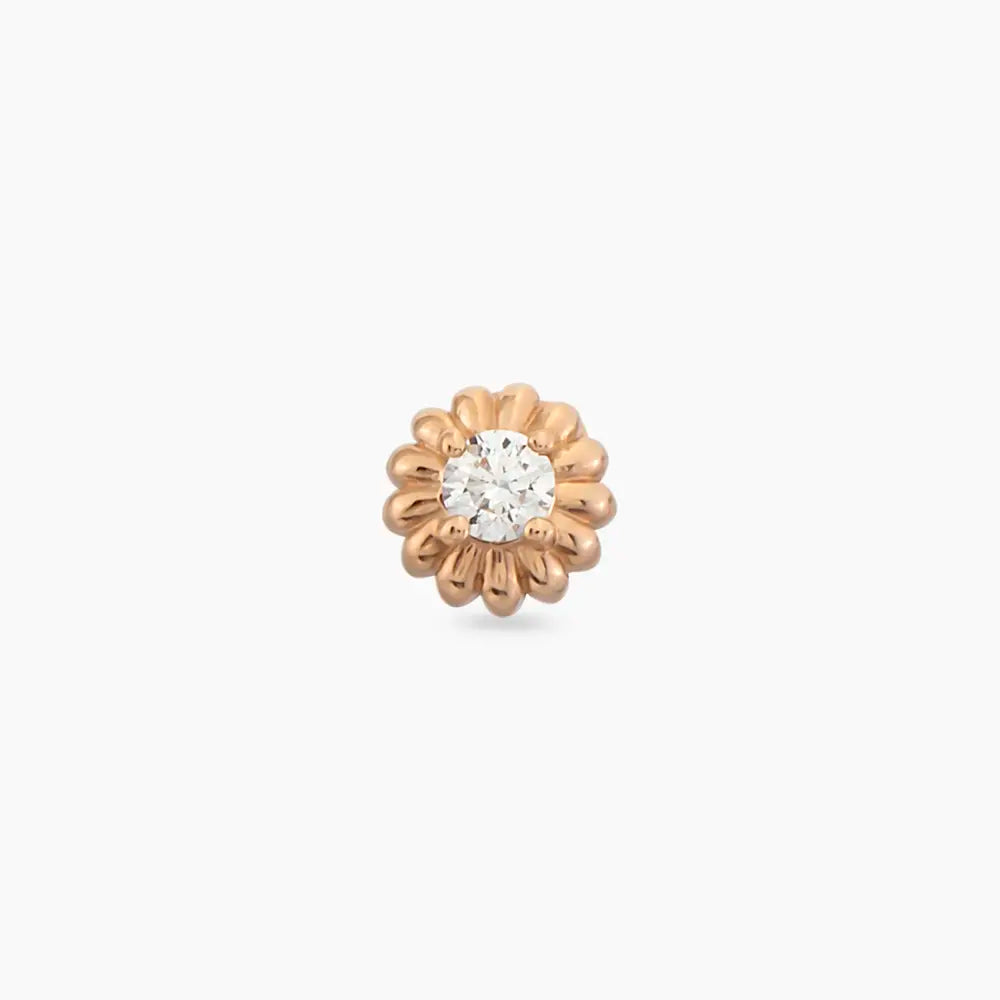 Sunflower Pırlanta Taşlı Rose Altın Piercing