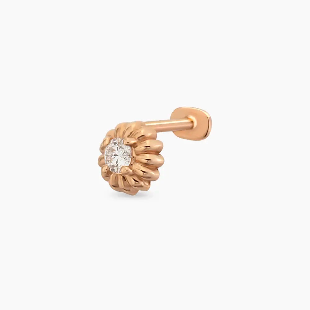 Sunflower Pırlanta Taşlı Rose Altın Piercing