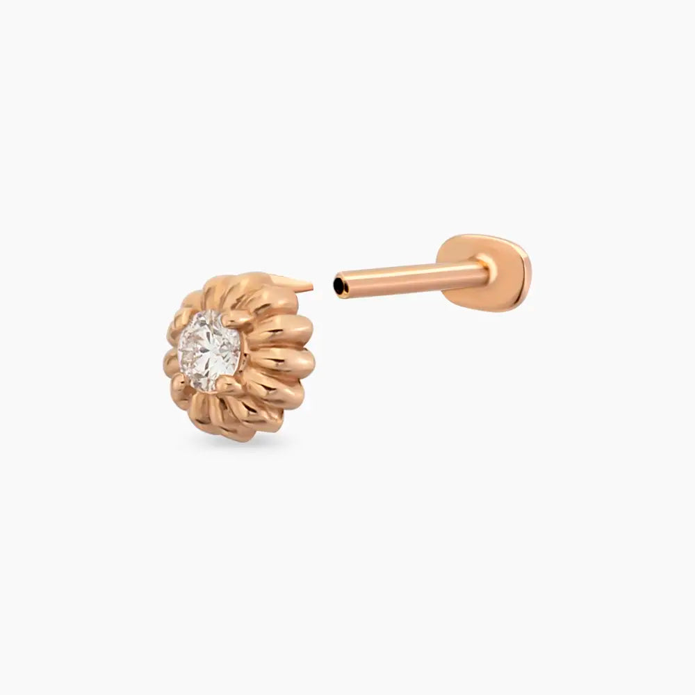 Sunflower Pırlanta Taşlı Rose Altın Piercing