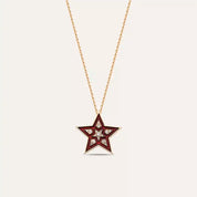 Supernova Pırlanta Taşlı ve Bordo Mineli Kolye