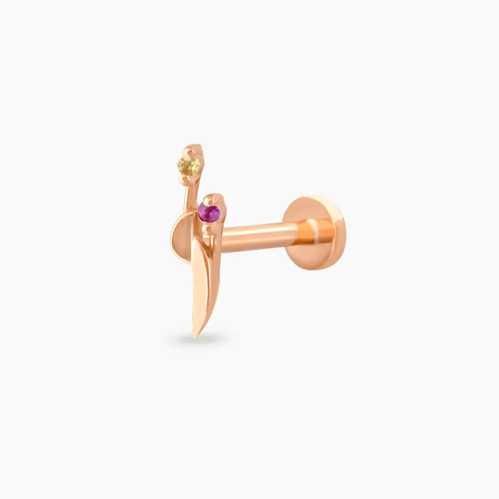Sword Multicolor Safir Taşlı Rose Altın Piercing