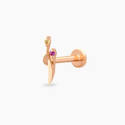 Sword Multicolor Safir Taşlı Rose Altın Piercing