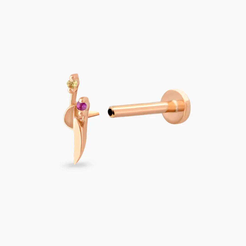 Sword Multicolor Safir Taşlı Rose Altın Piercing