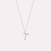 T Harf 0.06 CT Pırlanta Taşlı Beyaz Altın Kolye