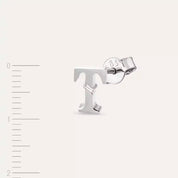 T Harf Pırlanta Taşlı Beyaz Altın Tek Küpe