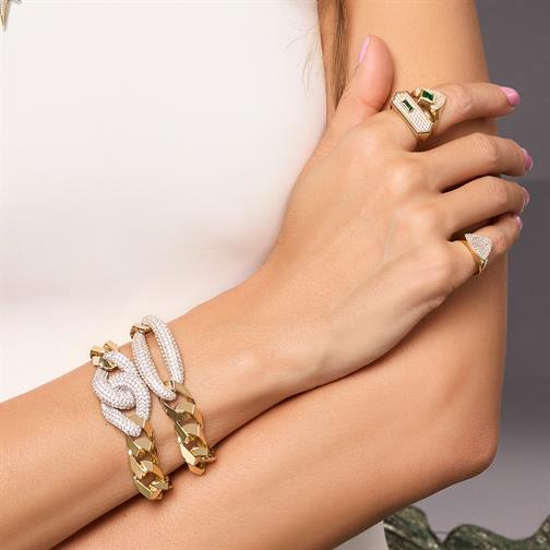 Taşlı Burgu Zincir Altın Set