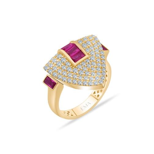 Taşlı Geometrik Kalkan Yüzük