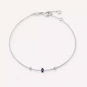 Tear Safir ve Pırlanta Taşlı Beyaz Altın Bileklik