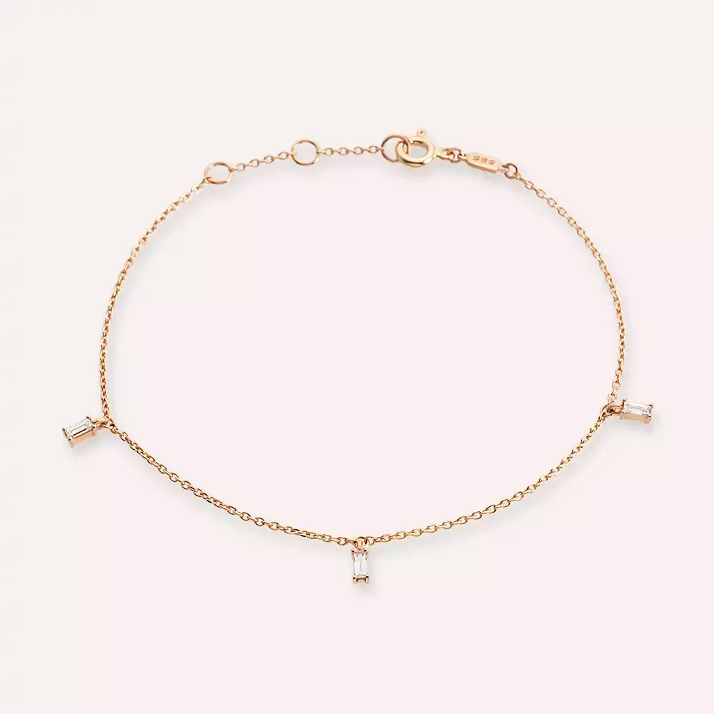 Tess Pırlanta Taşlı Rose Altın Bileklik