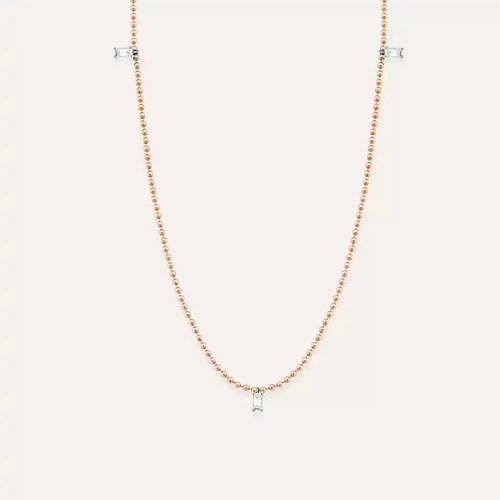 Tess Pırlanta Taşlı Rose Altın Kolye