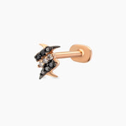 Thorn Siyah Pırlanta Taşlı Rose Altın Piercing