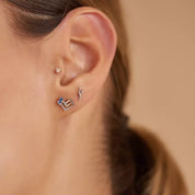 Tiara Pırlanta Taşlı Beyaz Altın Tek Küpe