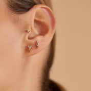 Tiara Pırlanta Taşlı Rose Altın Tek Küpe