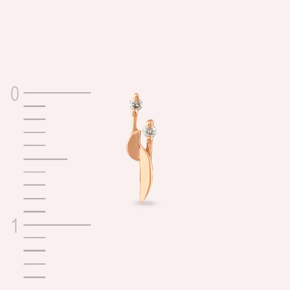 Tiara Pırlanta Taşlı Rose Altın Tek Küpe