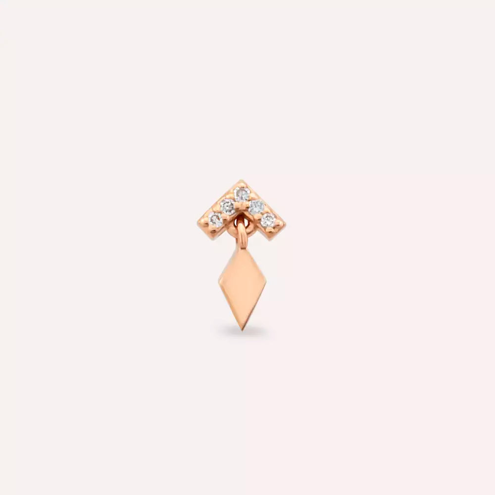Tina Pırlanta Taşlı Rose Altın Piercing