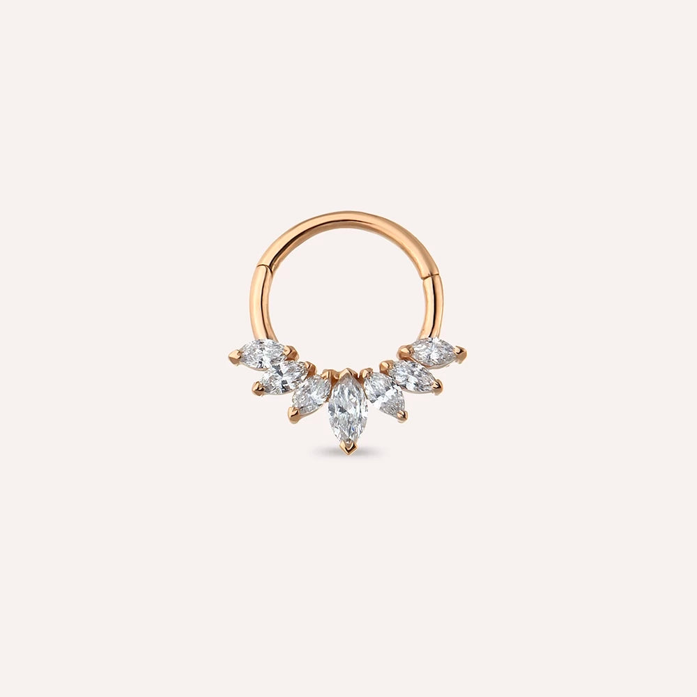 Tinka 0.23 CT Markiz Kesim Pırlanta Taşlı Rose Altın Halka Piercing