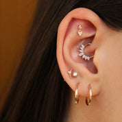Tinka 0.23 CT Markiz Kesim Pırlanta Taşlı Rose Altın Halka Piercing