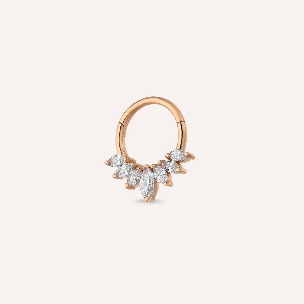 Tinka 0.23 CT Markiz Kesim Pırlanta Taşlı Rose Altın Halka Piercing