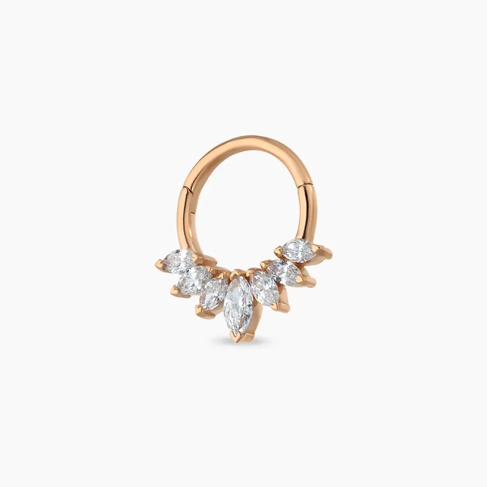 Tinka 0.23 CT Markiz Kesim Pırlanta Taşlı Rose Altın Halka Piercing