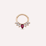 Tinka Pırlanta ve Yakut Taşlı Rose Altın Halka Piercing