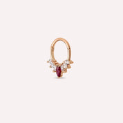 Tinka Pırlanta ve Yakut Taşlı Rose Altın Halka Piercing