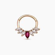 Tinka Pırlanta ve Yakut Taşlı Rose Altın Halka Piercing