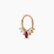 Tinka Pırlanta ve Yakut Taşlı Rose Altın Halka Piercing