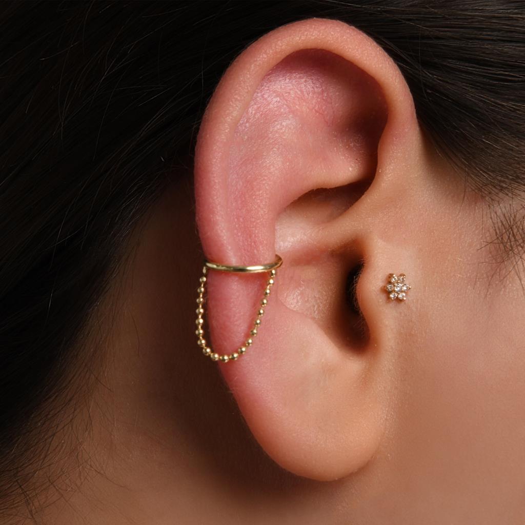 Toplu Sıkıştırmalı Dorika Sallantılı Altın Halka Earcuff