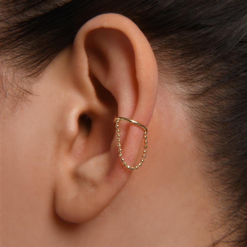 Toplu Sıkıştırmalı Dorika Sallantılı Altın Halka Earcuff