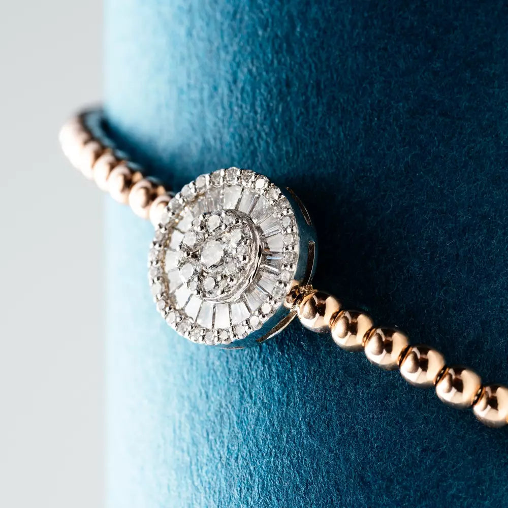 Trapez Kesim Pırlanta Taşlı Rose Altın Bileklik