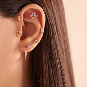 Traverse Pırlanta Taşlı Rose Altın Tek Küpe