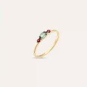 Tria 0.45 CT Green Safir ve Red Safir Taşlı Yüzük