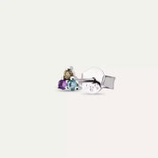 Triangle Brown Pırlanta, Ametist ve Aquamarin Taşlı Mini Tek Küpe