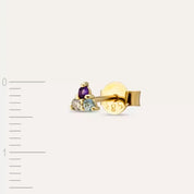 Triangle Brown Pırlanta, Ametist ve Aquamarin Taşlı Sarı Altın Tek Küpe