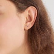 Triangle Brown Pırlanta, Yakut ve Aquamarin Taşlı Mini Tek Küpe