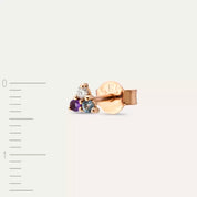 Triangle Pırlanta, Ametist ve Aquamarin Taşlı Mini Tek Küpe