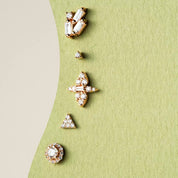 Trigon Pırlanta Taşlı Rose Altın Tek Küpe